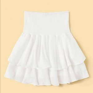 Smocked High-Rise Flounce Mini Skirt